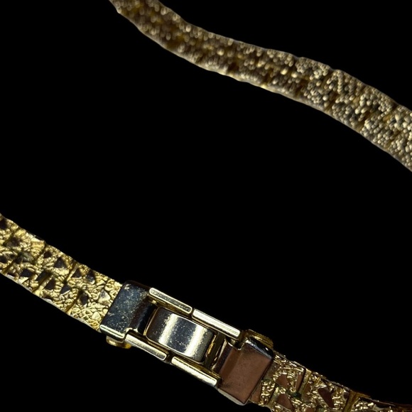 MCM Brutalist Rough Nugget 24” Necklace and 7” Bracelet Vintage Gold Tone - Picture 3 of 10